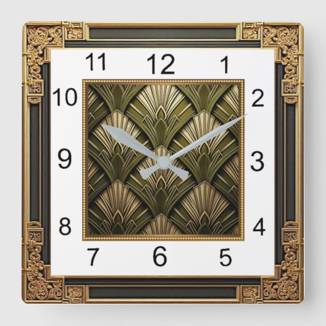 Art Deco Fyrkantig Klocka (Framsida)