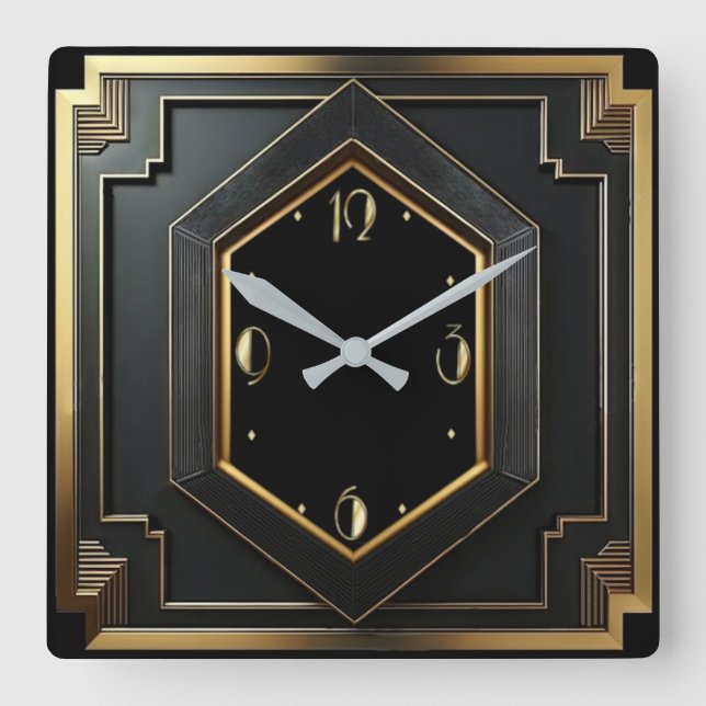 Art Deco Fyrkantig Klocka (Framsida)