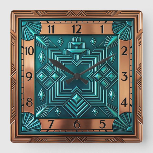 Art Deco Fyrkantig Klocka (Framsida)