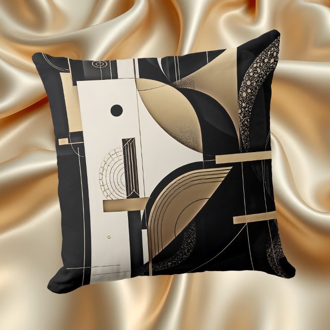 Art Deco gammalt guld svart geometrisk cirkel desi Kudde (Skapare uppladdad)