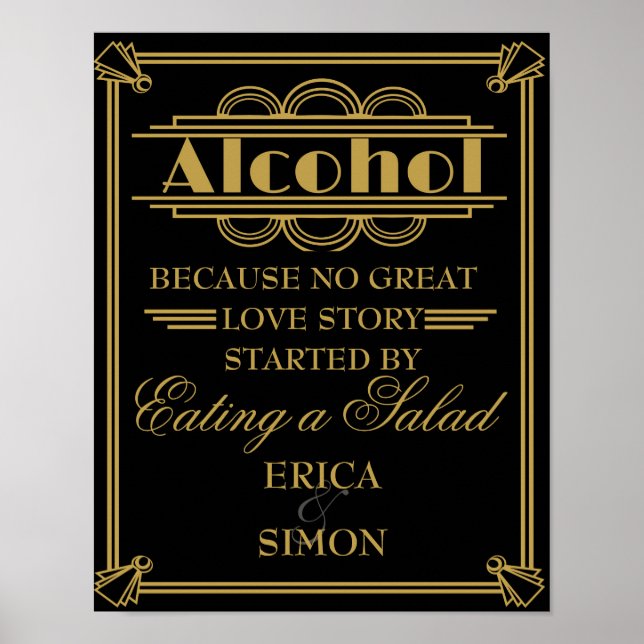 Art Deco Gastby stil bröllop poster (Framsidan)