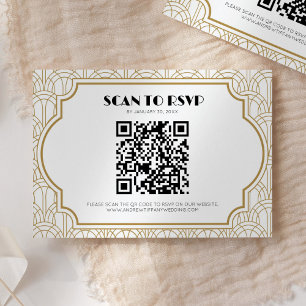 Art Deco Gatsby 1920-tals Bröllop Vitt Guld QR-kod OSA Kort