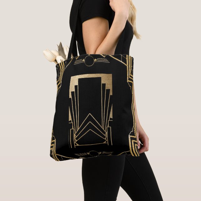 Art Deco Gatsby Black & Guld Design Tygkasse (Närbild)