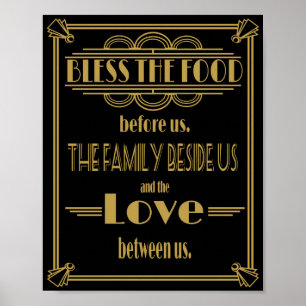 Art Deco Gatsby Bless the food bord Poster