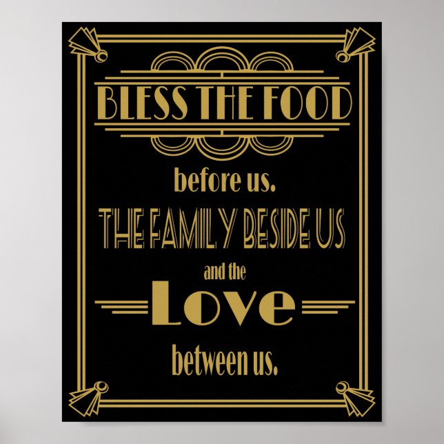 Art Deco Gatsby Bless the food bord Poster (Framsidan)