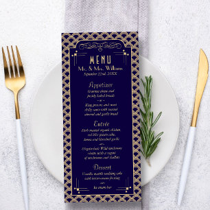 Art Deco Gatsby Bröllop Menu i vintagen 1920 Reklamkort