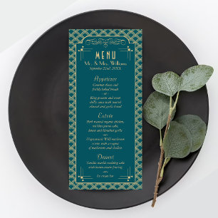 Art Deco Gatsby Bröllop Menu i vintagen 1920 Reklamkort