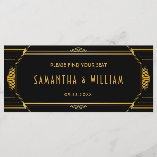Art Deco Gatsby Bröllop-sätesdiagram Program (Framsida)