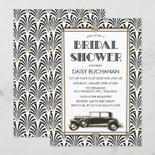Art Deco Gatsby Bröllopsdusch Inbjudan