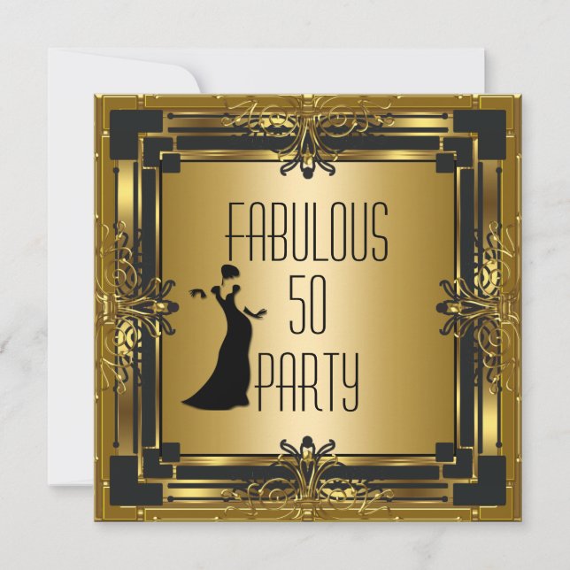 ART DECO Gatsby Fantastisk 50 50-årsdag Retro Inbjudningar (Framsida)