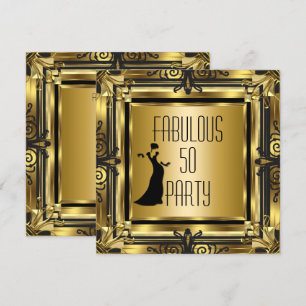 ART DECO Gatsby Fantastisk 50 50-årsfirande Retro Inbjudningar