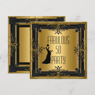 ART DECO Gatsby Fantastiskt 50 50-årsfest 3 Inbjudningar