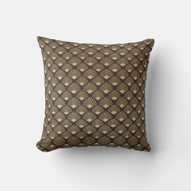 Art Deco Gatsby Fläkt Mönster Kudde (Framsida)