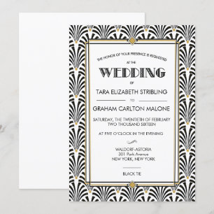 Art Deco Gatsby Geometrisk Bröllopsinbjudan Inbjudningar