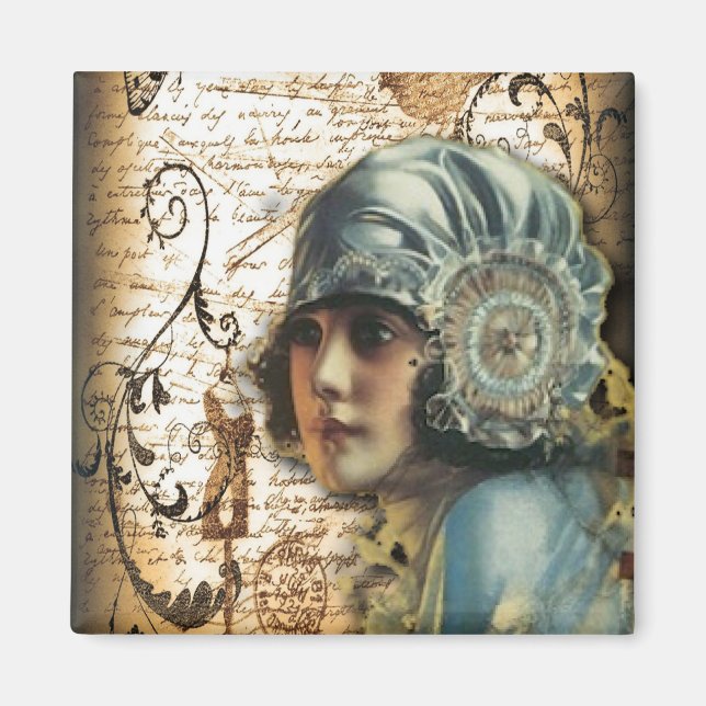 Art Deco Gatsby Girl Paris mode onista Magnet (Framsidan)