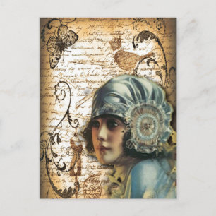 Art Deco Gatsby Girl Paris mode onista Vykort