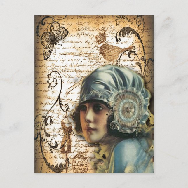 Art Deco Gatsby Girl Paris mode onista Vykort (Framsida)