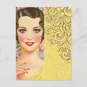 Art Deco Gatsby Girl Paris mode onista Vykort