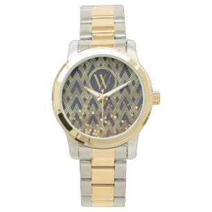 Art Deco Gatsby Glamor Geometric Mönster Monogram Armbandsur