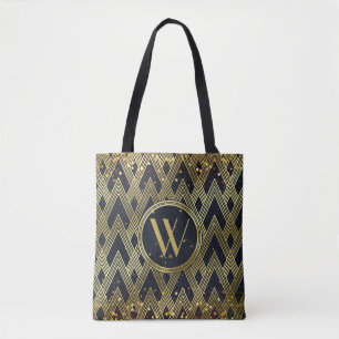 Art Deco Gatsby Glamor Geometric Mönster Monogram Tygkasse