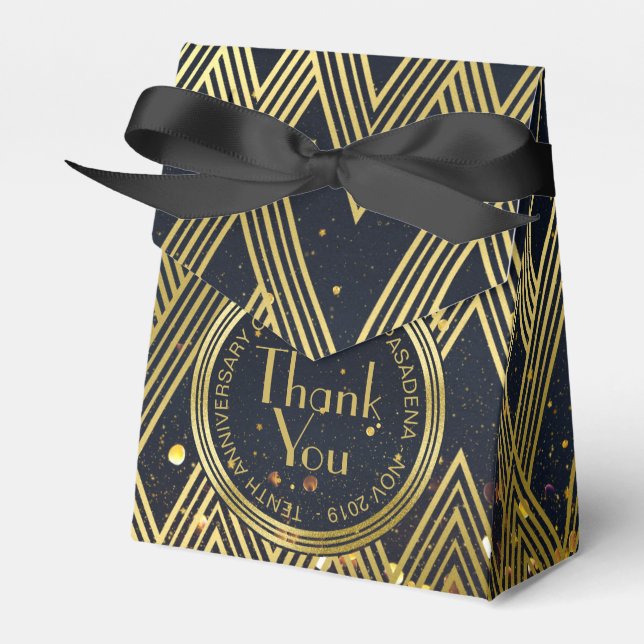 Art Deco Gatsby Glitter Geometric Mönster Monogram Presentaskar (Framsidan Sidan)