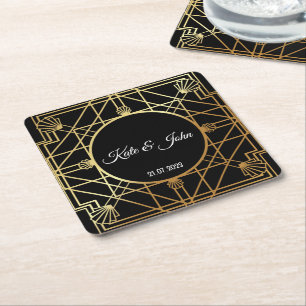 Art Deco Gatsby Inspired Underlägg för Bröllop Papper Kvadrat