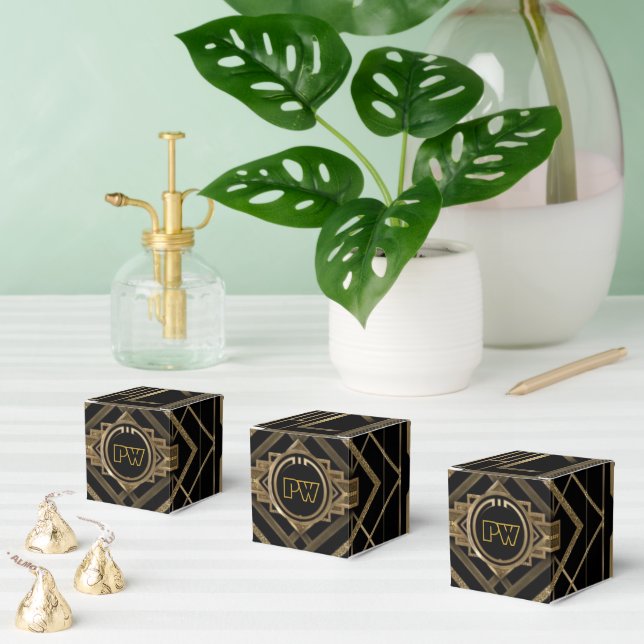 Art Deco Gatsby Monogram Design Favoritrutor Presentaskar (Multipel)