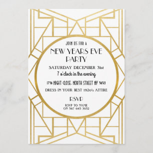 Art Deco Gatsby Nyårsafton Party inbjudan