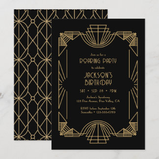 Art Deco / Gatsby / Roaring 20s Födelsedagsfest Inbjudningar