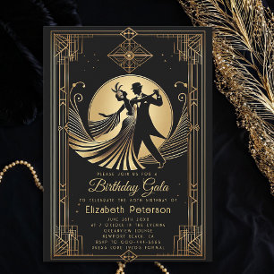 Art Deco Gatsby Roaring 20s Förbud mot födelsedag Inbjudningar