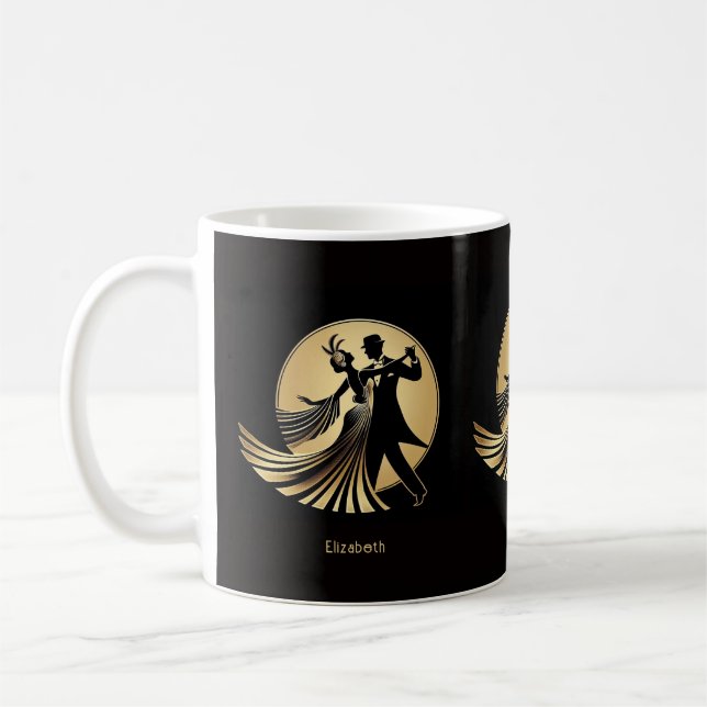 Art Deco Gatsby Roaring 20s Prohibition Gift Name Kaffemugg (Vänster)