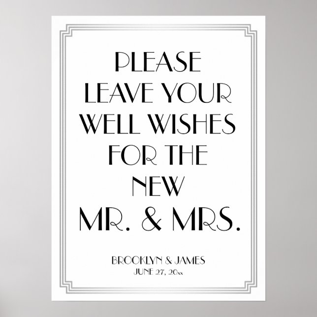 Art Deco Gatsby Silver Guestbook Sign 18x24 Poster (Framsidan)