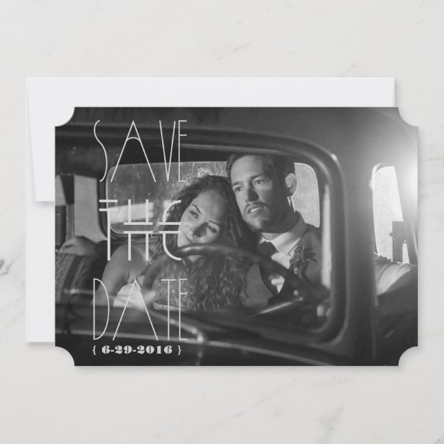 Art Deco Gatsby Spara datum | 5x7 Inbjudan Biljett (Framsida)