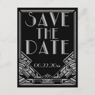 Art Deco Gatsby Stil Bröllop spara datum Meddelande Vykort