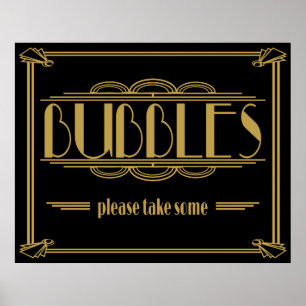 Art Deco Gatsby stil Bubbles. Poster