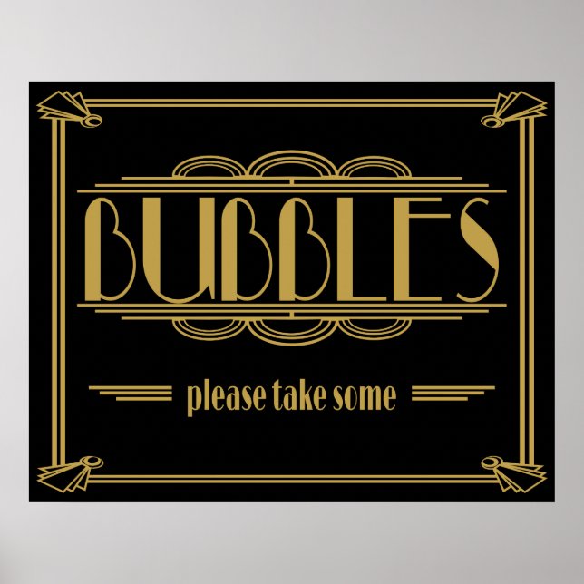 Art Deco Gatsby stil Bubbles. Poster (Framsidan)