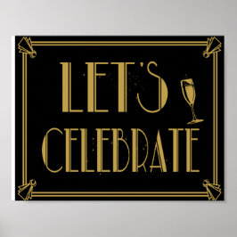 Art Deco Gatsby stil Lets Celebrate party print Poster