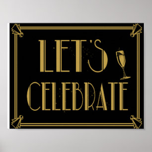 Art Deco Gatsby stil Lets Celebrate party print Poster