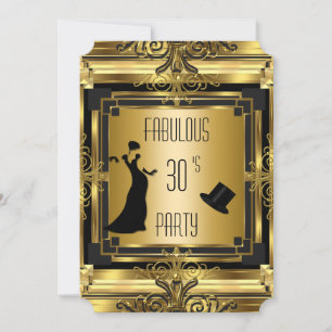 ART DECO Gatsby Topphatt Fantastisk Födelsedag Ret Inbjudningar