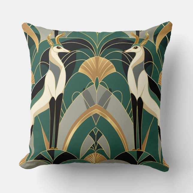 Art Deco Gazelle Elegance Kudde (Framsida)