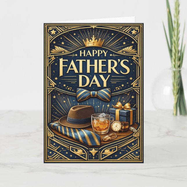 Art Deco Gentleman Luxury Fathers Day Helgkort (Framsida)