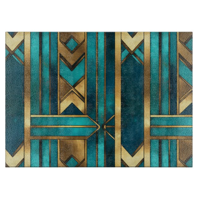 Art Deco Geometric Arrows, Gold and Turquoise (Framsidan)