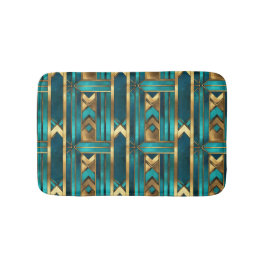 Art Deco Geometric Arrows, Gold and Turquoise Badrumsmatta