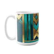 Art Deco Geometric Arrows, Gold and Turquoise