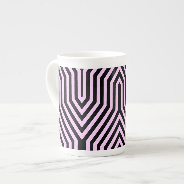 Art Deco Geometric - black and rosa Benporslin Mugg (Framsida vänster)