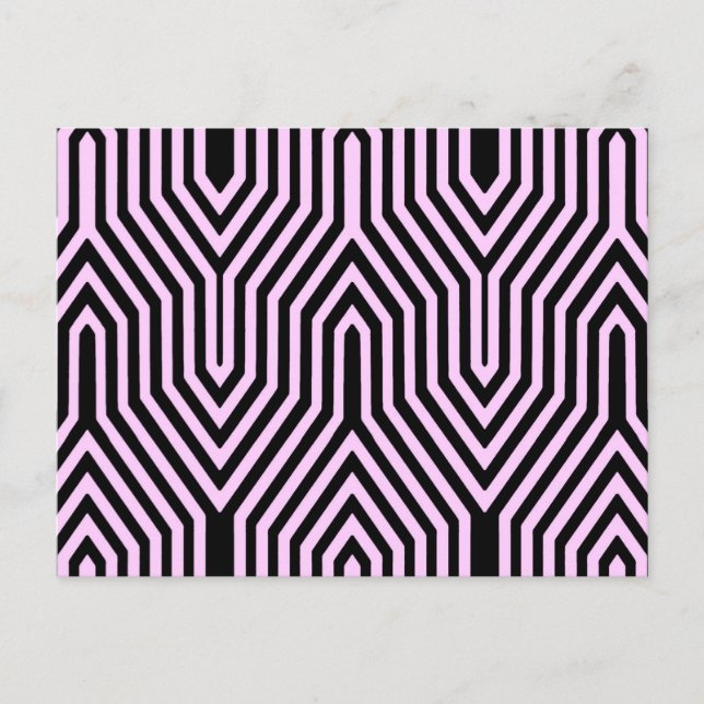 Art Deco Geometric - black and rosa Vykort (Framsida)