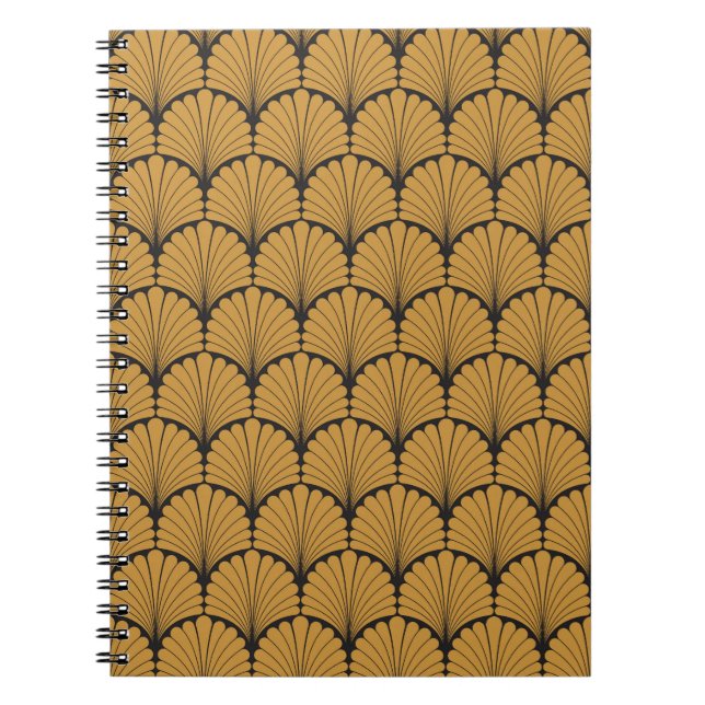 Art Deco Geometric Blommigt Struktur Anteckningsbok (Framsidan)