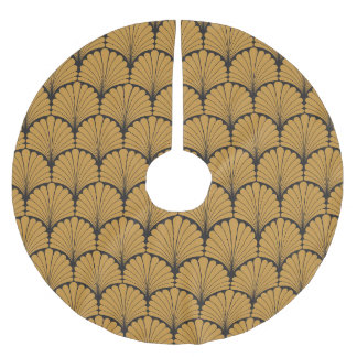 Art Deco Geometric Blommigt Struktur Julgransmatta Borstad Polyester