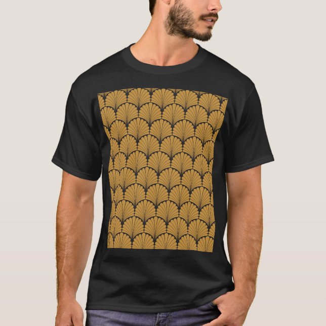 Art Deco Geometric Blommigt Struktur T Shirt (Framsida)