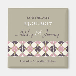 Art Deco Geometric Bröllop spara datum Magnet